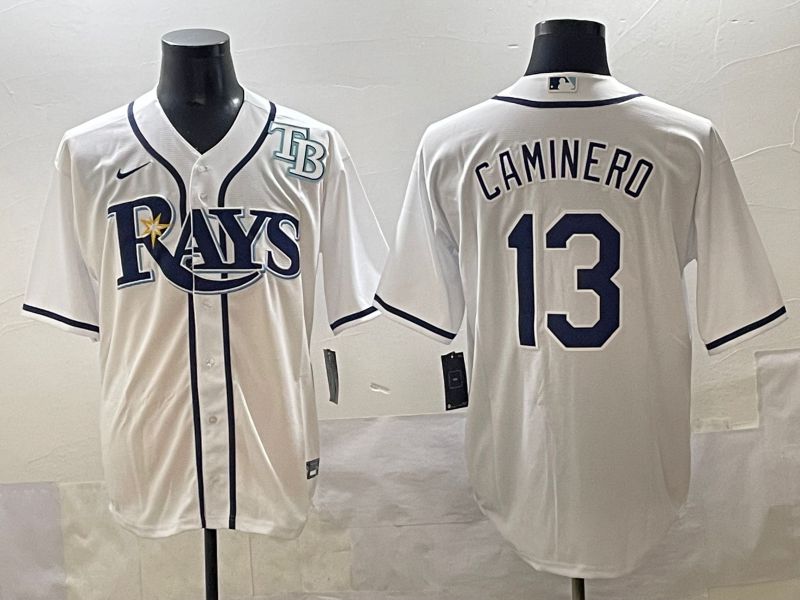 Men 2025 Tampa Bay Rays #13 Caminero White Game Nike MLB Jersey style 6->tampa bay rays->MLB Jersey